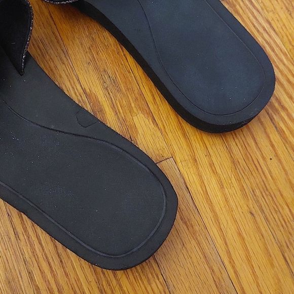 Michael Kors Black and Gold Slide Sandals Women Sz 8 Velcro ( Bag C) - Picture 4 of 7